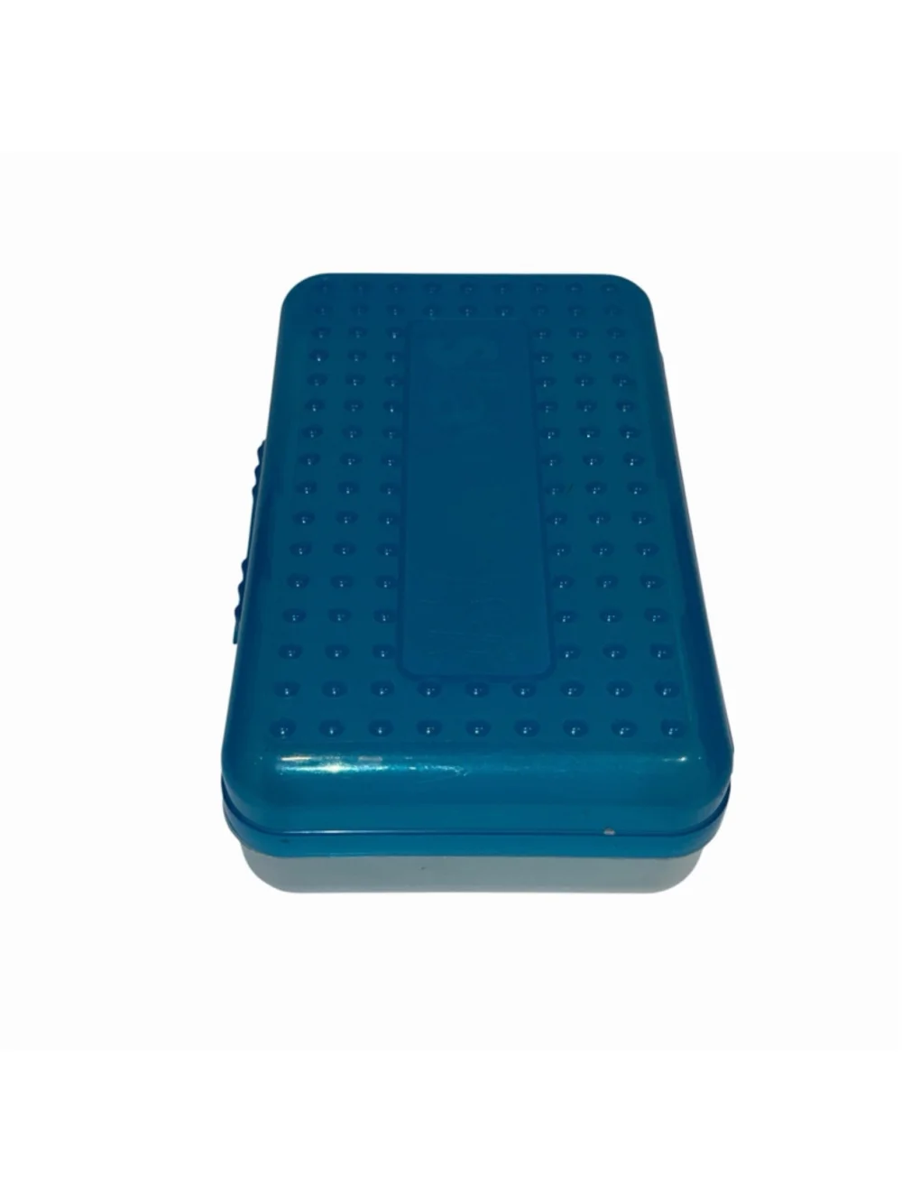 Spacemaker Vintage 90s Pencil Box Case Teal and Clear Made in the USA Nostalgic